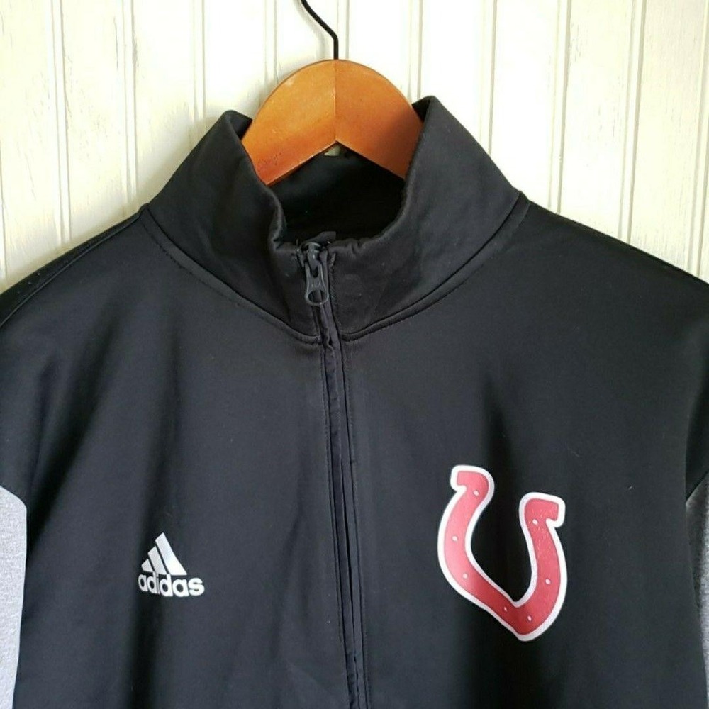 Lucky Horseshoe Logo Sweatshirt Mens XL Black Gray Quarter Zip Adidas Pullover